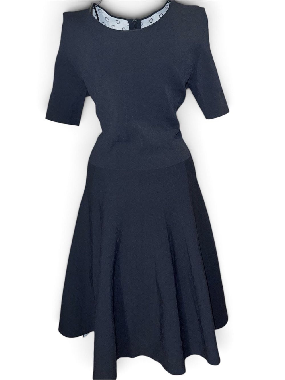 AKRIS Textured Classic Navy Fit-and-Flare Dress